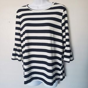 Lime n Chili Small NWOT Black and White Striped Blouse Quarter Sleeve Soft Top